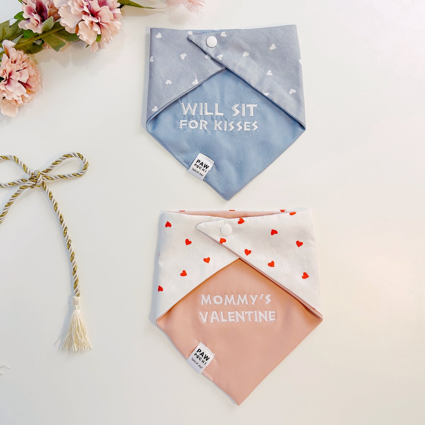 Sweet & Subtle – Grey & White Hearts Bandana