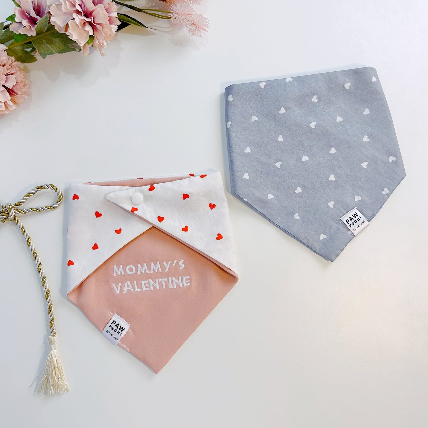 Sweet & Subtle – Grey & White Hearts Bandana