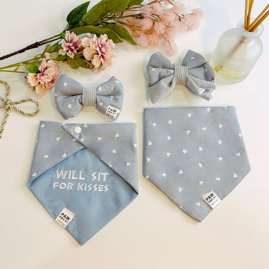 Sweet & Subtle – Grey & White Hearts Bandana