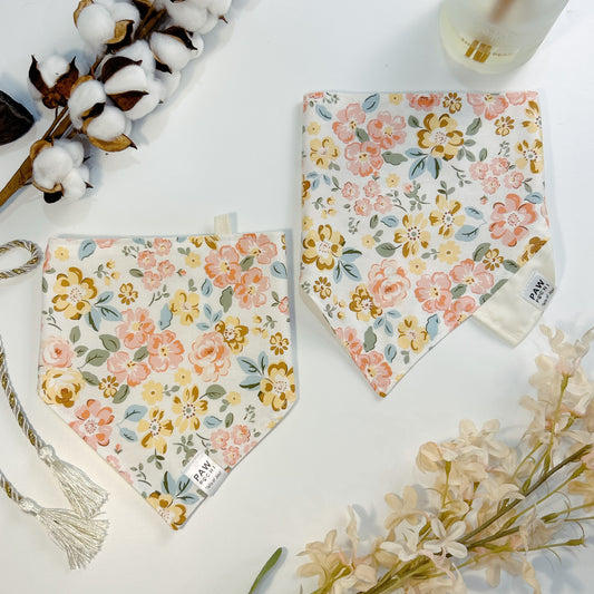 Soft Petals: The Pale Yellow Bandana with Pastel Flower Print