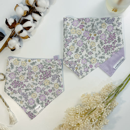 Floral Serenade: The Light Purple Bandana with Yellow & Purple Flowers