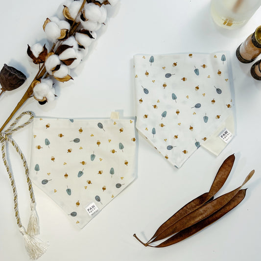 Nutty Grove: The Pale Yellow Bandana with Tree & Nut Print